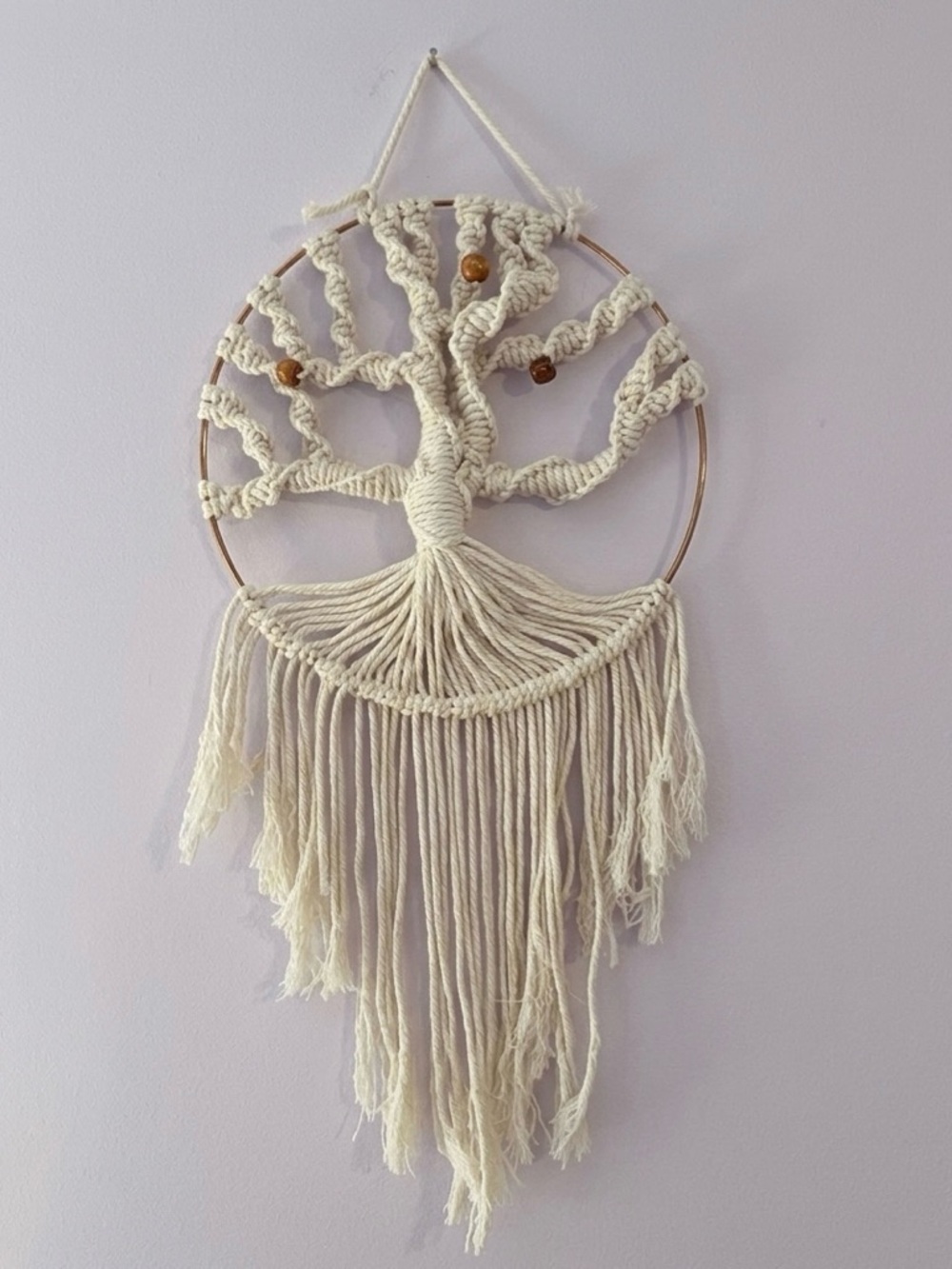 Handcrafted Cream Macramé Tree Wall Hanging - Boho Fiber Art